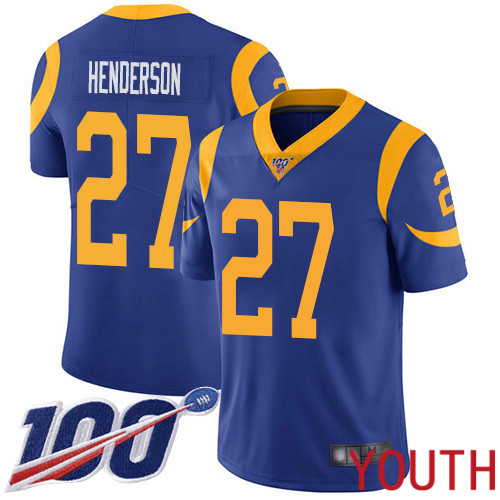 Los Angeles Rams Limited Royal Blue Youth Darrell Henderson Alternate Jersey NFL Football 27 100th Season Vapor Untouchable
